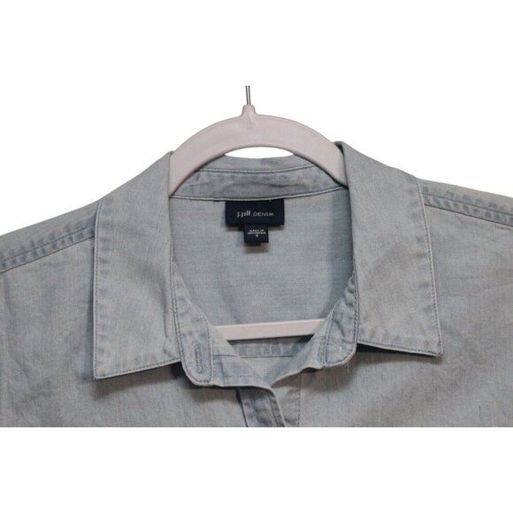 J Jill Button Up Blouse Size Small Chambray Denim Oversized Relaxed 100% Cotton - Picture 6 of 11